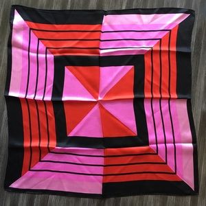 Vintage square silk scarves with hot pink accents